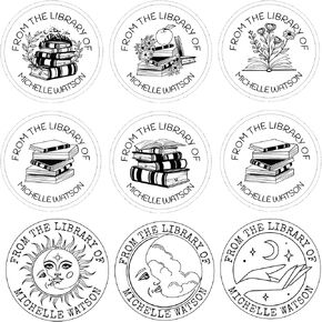 from The Library of, Ex Libris, Personalized Teacher Stamp, Custom Monogram Self-Inking Stamp