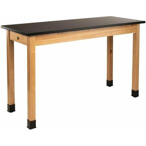 National Public Seating NPS 24x60 Modern Solid Wood Science Lab Table with Chem-Res Top in Black