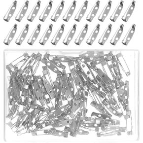 100 Pcs Locking Pins Silver Safety Pins Backs Safety Clasp Brooch Badge Bar Pin Pin Back Clasp for Making Corsage Name Tags Badges Citation Bars Jewelry Crafts and DIY Crafts