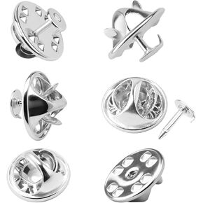 Butterfly Lapel Pin Backs, 30Pair Metal Pin Backs Locking Brooch Pins for Clothes Crafts Badge Insignia, Pin Back Replacement(Silver)