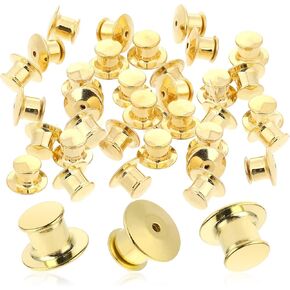 30 Pcs Locking Pin Backs Gold Jewelry Making Pins Back Clasp Lapel Pins Backs Locking Metal Pin Backing Keepers Clasp Needle Back for Crafts Badge Brooches Jewelry