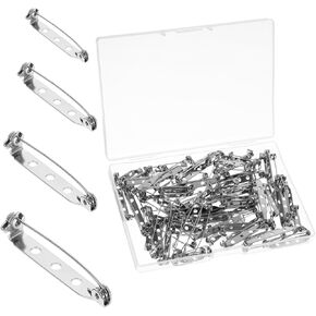 80 PCS Sliver Bar Pins, 4 Sizes Safety Brooch Pinback Clasp Pin Boutonniere Pin Back Pins Backings Boutonniere Supplies for Men Women Badge Name Tag DIY Jewelry Making Crafts