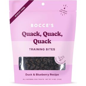 Bocce's Bakery Quack, Quack, Quack Training Treats for Dogs, Wheat-Free Dog Treats, Made with Real Ingredients, Baked in The USA, All-Natural & Low Calorie Training Bites, Duck & Blueberry, 6 oz