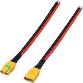 XT90S-F Anti-Spark Connector Plug Set with 10AWG Wire (22cm) - Male & Female Connector with Sheath Housing for Drone, FPV, RC Lipo Battery (Safe Arc-Proof Design)