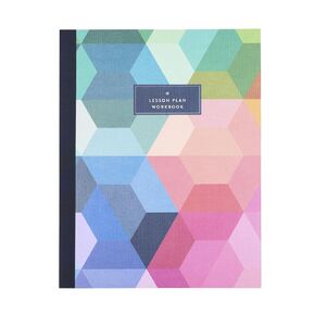 Erin Condren Teacher Workbook, Teacher Planner Companion, Lesson Planning Notebook, Layflat and Lightweight Japanese-Style Notebook, Stylish Hexagon Linen Texture Covers