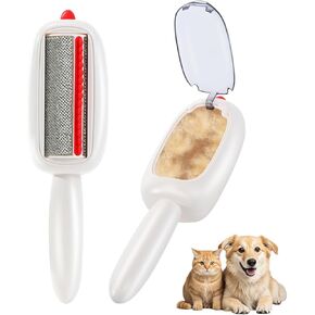 Reusable Pet Hair Remover Lint Roller Brush, Washable Pet Cat Dog Hair Removal Roller Tool for Clothes (White)