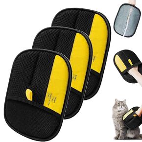 Electrostatic Pet Hair Removal Gloves, Static Removal Gloves for Pet Hair, Double-Sided Reusable Cat & Dog Electrostatic Gloves for Couch, Clothing, Carpet, Car Seat (Yellow, 1PC)