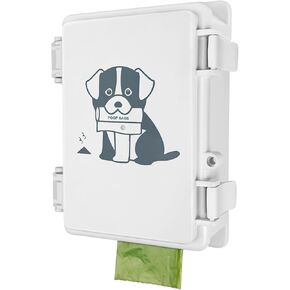 Dog Poop Bag Dispenser Wall Mounted Pet Waste Bags Holder With Hooks And 2 Rolls, Mini All-Weather Doggie Bag Dispenser For Home Inside Or Outside(1 mini dispenser)