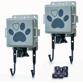 Dog Poop Bag Dispenser Wall Mounted Pet Waste Bags Holder With Hooks And 2 Rolls, Mini All-Weather Doggie Bag Dispenser For Home Inside Or Outside(1 mini dispenser) in Saudi Arabia