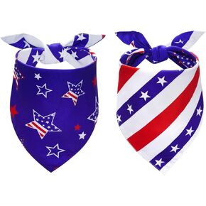 4th of July Bandanas 2 Pack,Dual-Layer Double-Sided Printing Design Triangle Reversible Memorial Day Independence Day Patriotic Scarf for Boy and Girl for Small Medium and Large Dogs