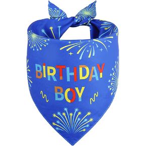 Blue Dog Birthday Bandana Boy XLarge 1PCS, Durable Triangle Reversible Scarf Bibs Handkerchief for Puppy Pet