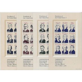 1986 Ameripex '86 4 Sheets 22 ¢ US Postage Stamps Scott #2216-19