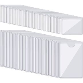 100 Self-adhesive Index Card Holder for Business Cards, Clear Plastic Sticky Labels Holders for Storage Bins Toy Bins Scrapbooks, Organize and Protect Cards Photos Labels (2.32 x 3.54'', 1.85 x1.57'')
