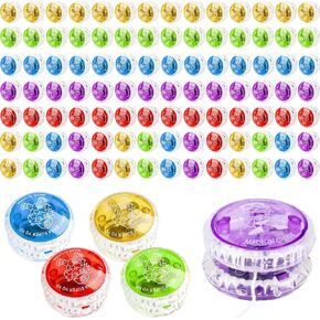 100 Pcs Light up Yo Yo Ball Bulk Colorful LED Responsive Ball Plastic Responsive Bearing Ball for Kids Beginner Level Birthday Christmas Stocking Stuffers