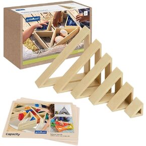 Kaplan Early Learning Discovery Triangles - Natural - 6 Pieces | Toddler Stacking and Sorting, Nesting Toys | Indoor/Outdoor Montessori Preschool Block Play