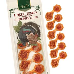 Herz Duo-Protein Turkey Tendon & Chicken Ring (S) 3 oz, USA-Sourced Turkey Tendon, Natural Dog Chew for Small Dogs, Wrapped in Chicken, Rawhide-Free, Hypoallergenic, Puppy-Friendly