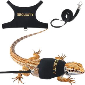 Bearded Dragon Harness and Leash Set, Adjustable Bearded Dragon Harness with 5 ft Short Leash, Escape Proof Outdoor Walking Training Leashh for Beardedd Dragons Lizard Small Pets