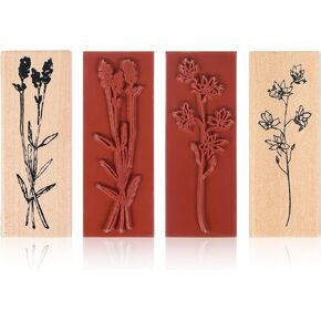 2pcs Rubber Stamps for Crafting,Flower Stamp,Ink Stamp for Crafting Pattern Decoration, Letter Diary for DIY Handicraft Making Scrapbooks (Lavender, Magnolia Group)