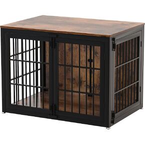 Heavy Duty Dog Crate Furniture, 41 Inch Wooden Dog Cage Kennel for Medium and Large Dogs, Decorative Pet House Furniture Indoor with Side Door, Brown