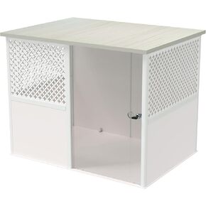 Palram Pets Niko Dog Crate for Medium Dogs, Furniture Style Dog Cage End Table, Indoor Pet Kennel with Lockable Acrylic Sliding Door