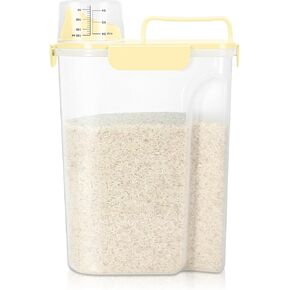 TBMax Rice Storage Container 3 to 5 Lbs - Small Cereal Oatmeal Flour Container with Easy Pouring Spout & Cup, Portable Pet Dog Cat Food Dispenser for Small Spaces, Travel, or Daily Use
