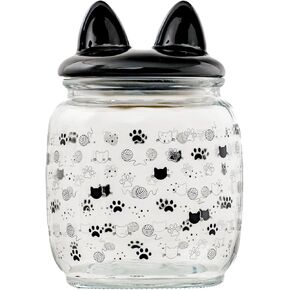 10 Strawberry Street Cat Ears Pet Treat Canister, Black