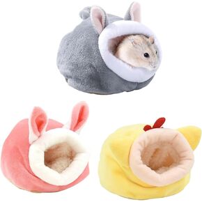 Guinea Pig Bed, 3 Pcs Cozy Rabbit Houses and Hideouts, Washable Guinea Pig Hideout Fleece Bedding Sleeping, Winter Warm Bunny Bed House for Small Pets Squirrel Cage Accessories