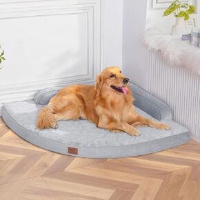 Large Orthopedic Dog Bed with Sides XL Dog Beds with Removable Washable Cover Non-Slip Waterproof Pet Bed for Extra Large Dogs - Grey XL
