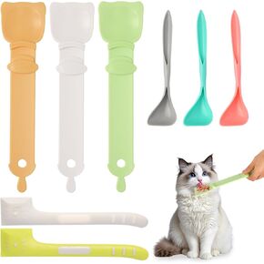 Cat Treat Dispenser Cat Treat Spoon Squeeze 8PCS Lickable Cat Holder with Cat Strip Feeder Spoon and Temptations Licky Treats Happy Cat Tube and Squeeze Up Cat Food Spoons for Wet Food (Cat Head)