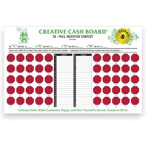 Creative Cash Board - Sales Incentive Game Board - 50 Tabs to Increase Sales