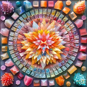 Crystal Mandala Puzzles for Adults - 1000 Pieces, Stunning Shining Colorful Crystal Mandala, Impossible Puzzle Color Challenge