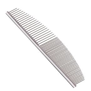 6.5 Inch Professional Crescent Coarse Grooming Pet Comb Lightweight Wide/Fine Tooth Butter Comb for Dogs & Cats Removing Tangles, Knots,Flea,Undercoat,and Excess Hair, Rounded Corners Design for Safe