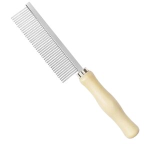 Pet Comb - Stainless Steel Teeth and Wooden Handle - Detangling and Smoothing Tool for Long and Short Hair Dogs and Cats