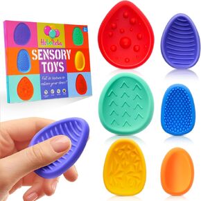 Sensory Worry Stone Fidget Toys – Textured Silicone Fidget Sensory Stones for Kids & Adults – Calming Tools for Anxiety, ADHD, Autism – Quiet, Portable, Dishwasher-Safe – Ideal for Classroom (6-Pack)