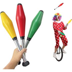 3PCS 16.5 Inch Juggling Clubs, Green, Yellow, and Red Juggling Pins Training Acrobatic Stick Toy Juggling Sticks for Skill-Building & Coordination, Suitable for Circus Performances & Family Activity