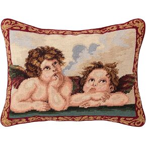 C & F Home Raphael's Angels Needlepoint Pillow 12 "× 16" أحمر