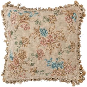 C&F Home 17" x 17" Blue Antique Floral Needlepoint Accent Throw Pillow Everyday Fall Autumn Harvest Home Living Room Sofa Couch Bed Decor Decoration 17" x 17" Cream