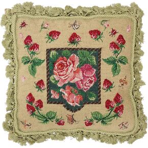 C&F Home Red Strawberries Needlepoint Pillow 17" x 17" Red