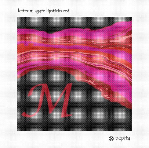 Pepita Needlepoint Canvas: Letter M Agate Lipsticks Red, 10" x 10" in Kuwait