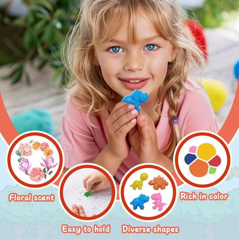 Dinosaur Crayons for Toddlers, 8-Piece Crayons Set with 8 Colors, Non-Toxic, Mess-Free, Break-Resistant, Includes Eraser & Drawing Paper, Fun Art Supplies for Toddlers & Kids Ages 3+ in Saudi Arabia