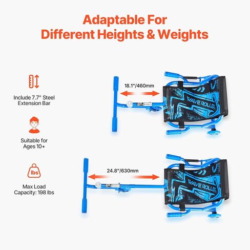 VEVOR Ride on Scooter, Load Capacity of 198 lbs, Swing Side-to-Side for Amazing Ride Powered by Zig-Zag Motion, Ride on Drifting Toy for Ages 10+, Rides on Any Hard Surface for Indoor & Outdoor, Blue in Saudi Arabia