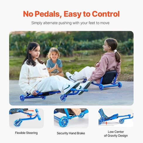 VEVOR Ride on Scooter, Load Capacity of 198 lbs, Swing Side-to-Side for Amazing Ride Powered by Zig-Zag Motion, Ride on Drifting Toy for Ages 10+, Rides on Any Hard Surface for Indoor & Outdoor, Blue in Saudi Arabia