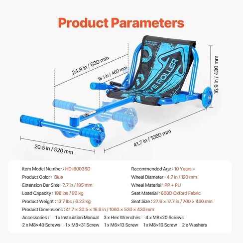 VEVOR Ride on Scooter, Load Capacity of 198 lbs, Swing Side-to-Side for Amazing Ride Powered by Zig-Zag Motion, Ride on Drifting Toy for Ages 10+, Rides on Any Hard Surface for Indoor & Outdoor, Blue in Saudi Arabia