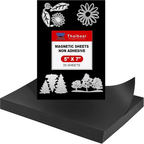 Thaibear Magnetic Sheets for Dies Storage, 5" x 7", 35 Pack Flexible Magnetic Sheets Non Adhesive, Die Cut Storage Magnet Sheets for Crafts, DIY, Photos in Kuwait