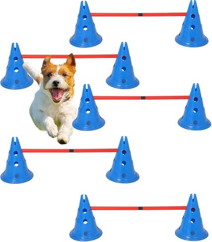 Dog Agile Course Backyard Set, 87-Piece Dog Agile Equipment, Dog Obstacle Course Backyard With 2-Set Agile Hurdle ,Jump Ring, Tunnel, Pause Box, 8 Weave Poles, Toy Balls & Portable Storage Bags in Saudi Arabia