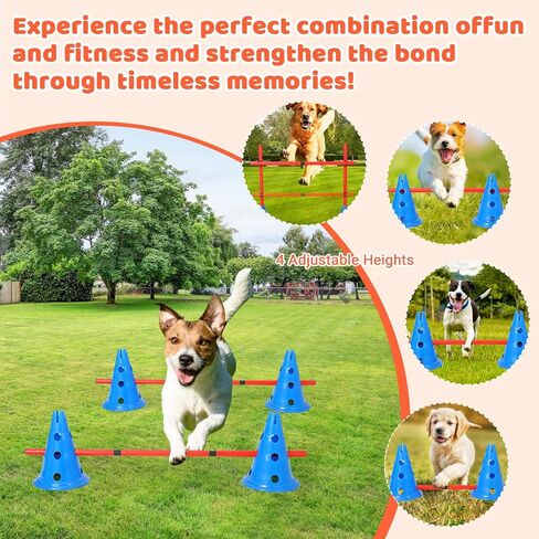 Dog Agile Course Backyard Set, 87-Piece Dog Agile Equipment, Dog Obstacle Course Backyard With 2-Set Agile Hurdle ,Jump Ring, Tunnel, Pause Box, 8 Weave Poles, Toy Balls & Portable Storage Bags in Saudi Arabia