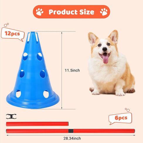Dog Agile Course Backyard Set, 87-Piece Dog Agile Equipment, Dog Obstacle Course Backyard With 2-Set Agile Hurdle ,Jump Ring, Tunnel, Pause Box, 8 Weave Poles, Toy Balls & Portable Storage Bags in Saudi Arabia