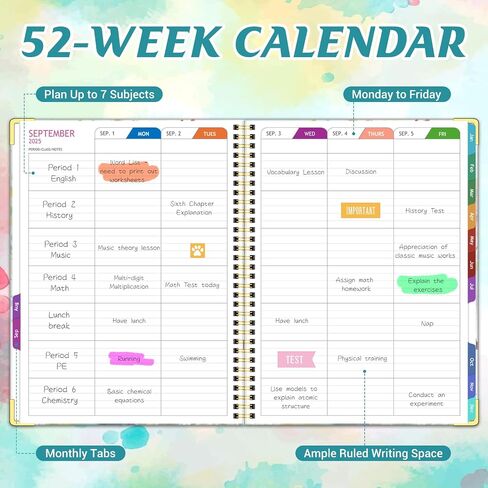 Teacher Planner 2026-2027 Academic Year, Jul.2026 - Jun.2027, 8.5" x 11" Lesson Planner Book for Teachers, Teacher Planners with Colorful Monthly Tabs, Hardcover- Tree in Kuwait