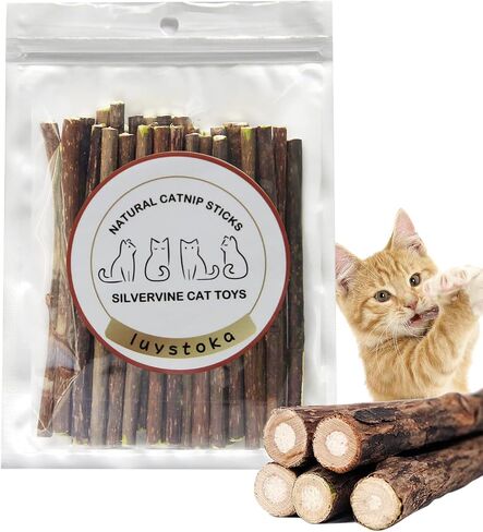 Silvervine Sticks for Cats, 30PCS Kitten Toys Catnip Toys Matatabi Silvervine Sticks Kitty Chew Toys Wooden Stick Kitten Teething Toys Molar Suitable for Cats of All Ages in Saudi Arabia