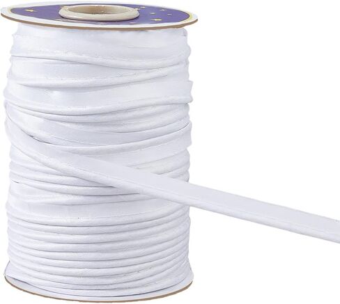 Dicosmetic 72 ياردة × 3/8 بوصة (11 ملم) تقليم الحبل الأنابيب لخياطة Satin Bias Tape Piping Tape White Polyester Bias لزينة المنزل للملابس و DIY Craft in Kuwait